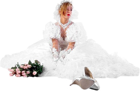 Bride and veils in white